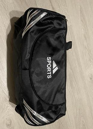 Спортивна сумка adidas чорна зі сріблястими смужками