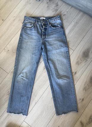Джинси zara прямі укорочені блакитні