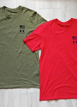 Футболки under armour freedom, розмір s-m, хакі та червона