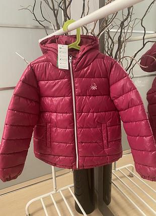Куртка дитяча united colors of benetton стьобана з капюшоном фуксія