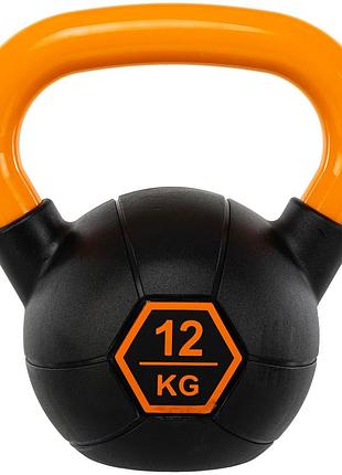 Гиря тренувальна liveup urethane competition kettlebell 12 кг чорно-помаранчева uaze5336-12