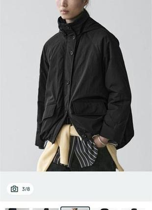 Бомбер жіночий massimo dutti чорний з капюшоном