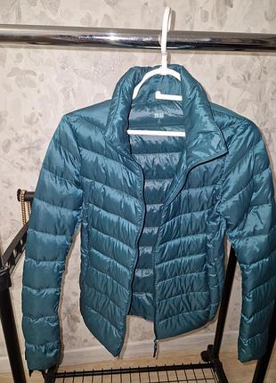 Куртка uniqlo ultra light down стьобана бірюзова