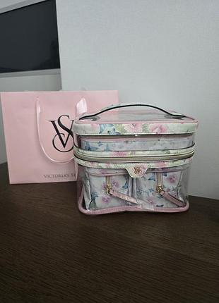 Оригінал victoria's secret 4 в 1 косметичка, квітковий принт, прозора