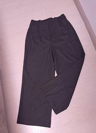 Женские классические темно-серые штаны палаццо, рисунок елка, размер 36