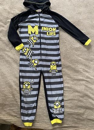 Дитячий комбінезон-кігурумі minions, 122/128 см, сірий у смужку