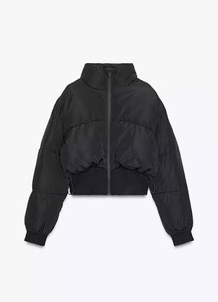 Куртка жіноча zara вкорочена чорна пуховик xl
