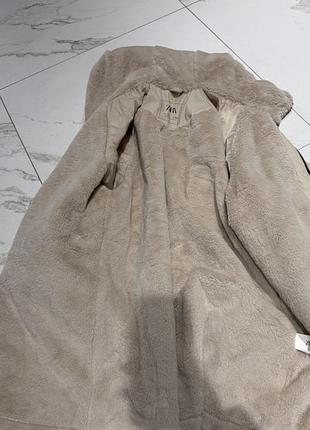Зимова куртка zara бежева з капюшоном 13-14 років. 164 см