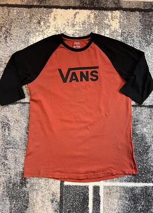 Лонгслів чоловічий vans теракотовий з чорним розмір xl