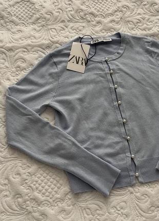Кардиган жіночий zara укорочений блакитний розмір m