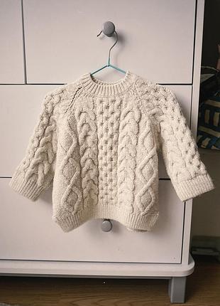 Светр молочний крупна вʼязка дитячий zara 12/18 86