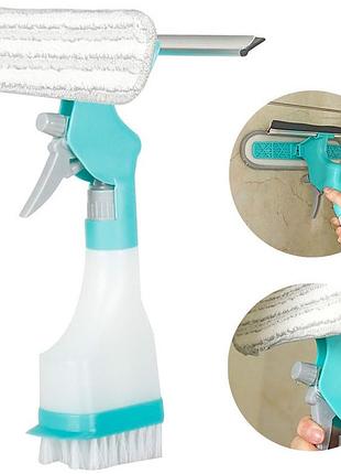 Многофункциональная щетка для стекла с распылителем 4 в 1 window cleaner 5891 зеленая / щетка с пульверизатором для мытья окон