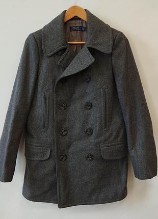 Мужское шерстяное пальто-бушлат polo ralph lauren classic rrl peacoat