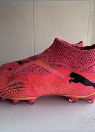 Футбольні бутси чоловічі puma future 7 match+ fg/ag рожеві 41 розмір