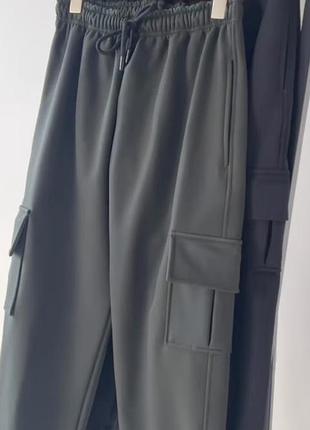 Спортивні штани карго сіро-зелені softshell 134 розмір