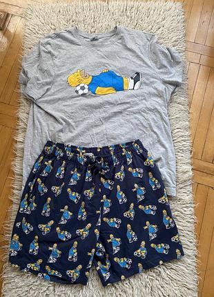 Піжама чоловіча домашній костюм tu the simpsons шорти+футболка бавовняна