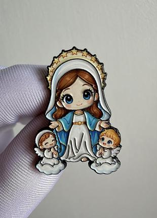 Пін значок металевий брошка «діва марія з ангелами» — богородиця, релігійний християнський значок
