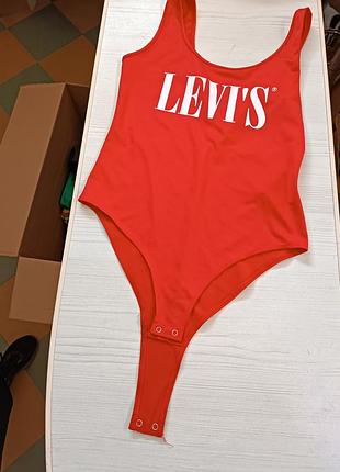 Червоне жіноче боді-майка levi's graphic bodysuit logo