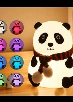 Дитячий силіконовий нічник панда 7 кольорів з usb кабелем
