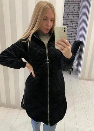 Жіноча оксамитова стьобана куртка чорна