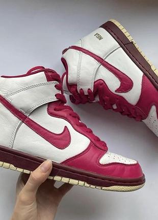 Жіночі кросівки nike dunk id high pink women’s натуральна шкіра оригінал 40 розмір