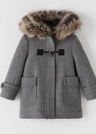 Пальто дитяче zara вовняне сіре 122 см