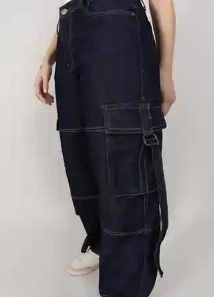 Джинси карго жіночі чорні bershka 38(m/l)