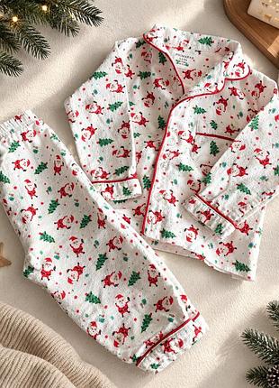 Байкова новорічна піжама / костюм primark з сантою та ялинками 🎄🎅