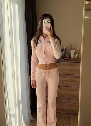Спортивний костюм жіночий juicy couture рожевий двійка з худі на змійці