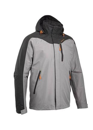 Чоловіча туристична куртка quechua mh500 mountain 3-в-1 сіро-чорна