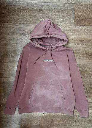 Обʼємне оверсайз утеплене худі на флісі under armour heavyweight icon fleece hoodie (оригінал) р.l, пильно-рожевий