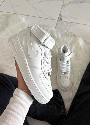 Nike air force 1 classic high white хутро