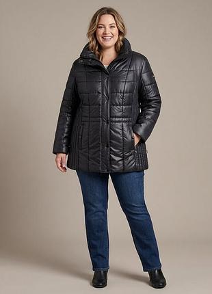 Куртка жіноча wega gmbh демісезонна стьобана чорна eu52 plus size