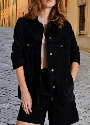 Куртка-сорочка вельветова чорна оверсайз zara s/m