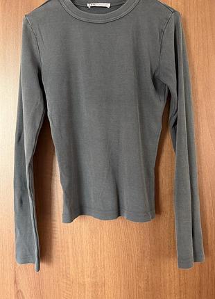 Лонгслів zara сірий в рубчик