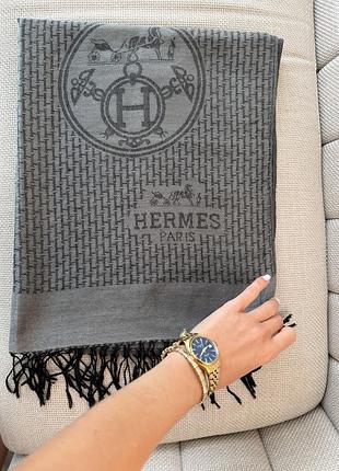 Шарф hermes сірий осінь-зима