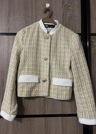Жіночий жакет zara твідовий у клітинку, розмір xs