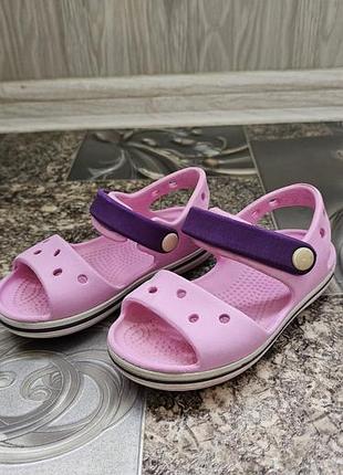 Дитячі сандалі crocs рожеві з фіолетовим