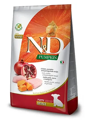 Сухой корм farmina n&amp;d grain free pumpkin chicken &amp; pomegranate puppy mini с курицей для мелких пород собак 2,5 кг