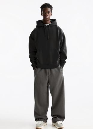 Чоловічі утеплені штани pull&bear relaxed fit графітові широкі штани вільного крою на флісі m l xl