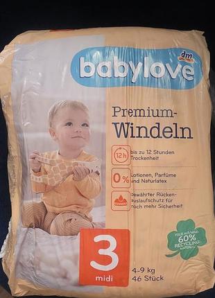 Подгузники памперсы babylove premium 3 midi (4-9 кг) 46 шт