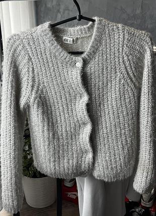 Дитячий кардиган h&m сріблястий в'язаний