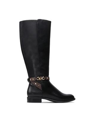 Високі оригінальні жіночі чоботи michael michael kors farrah boot у чорному кольорі з фірмовим ремінцем навколо щиколотки.36;36,5