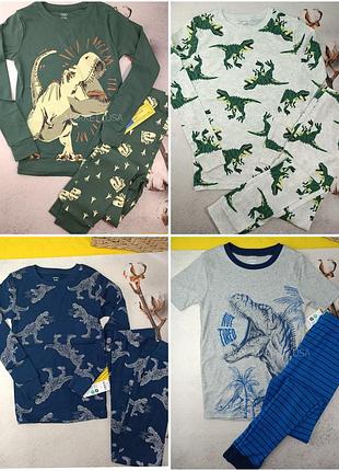 10т,140р, пижамы carters, коттоновые, с динозаврами, дыно, наличие
