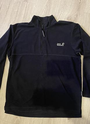 Чоловіча флісова кофта jack wolfskin чорна на блискавці