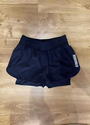Жіночі спортивні шорти gymshark 2-в-1 чорні