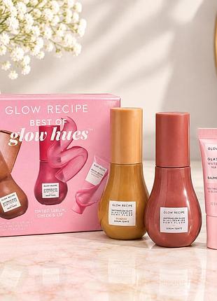 Набір косметики glow recipe best of glow hues tinted serum cheek & lip — сироватки для обличчя, рум’ян і губ