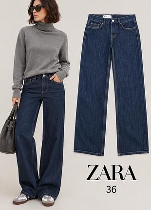 Широкие джинсы zara wide leg dark indigo.p 36