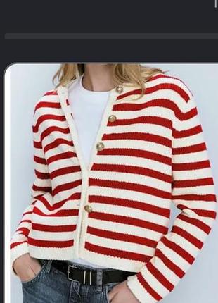 Жіночий кардиган massimo dutti у смужку на ґудзиках