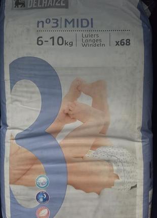 Подгузники памперсы delhaize 3 midi (6-10 кг) 68 шт бельгия